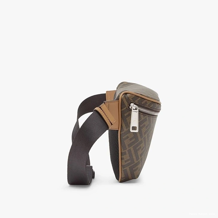 Cheap FF Brown Bag Black In Fendi Belt Motif Fabric 0730